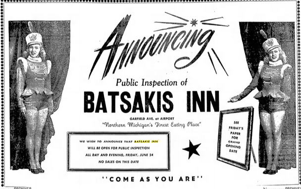 Batsakis Inn - June 1949 Opening Ad (newer photo)